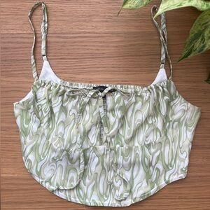 Kendall and Kylie Green Patterned Women's Top